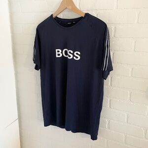 BOSS Hugo Boss Men’s Ring Tee Short sleeve Navy Blue White Stripes Sz M